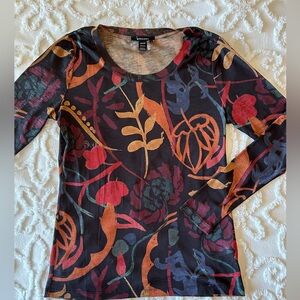 Alison Sheri long sleeve, round neck top, fall colors, like new, size XS